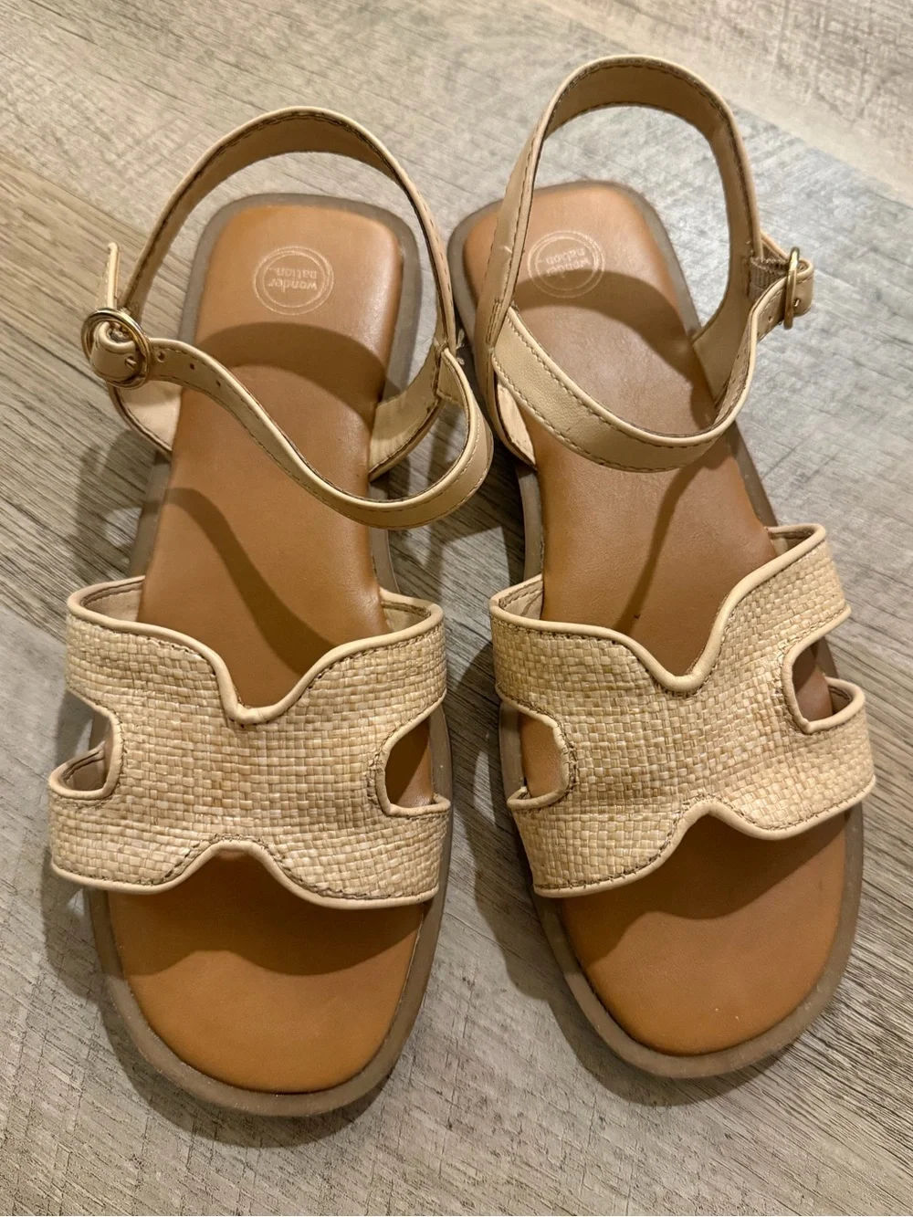wonder nation Kids - Girls Beige Woven Strap Sandals